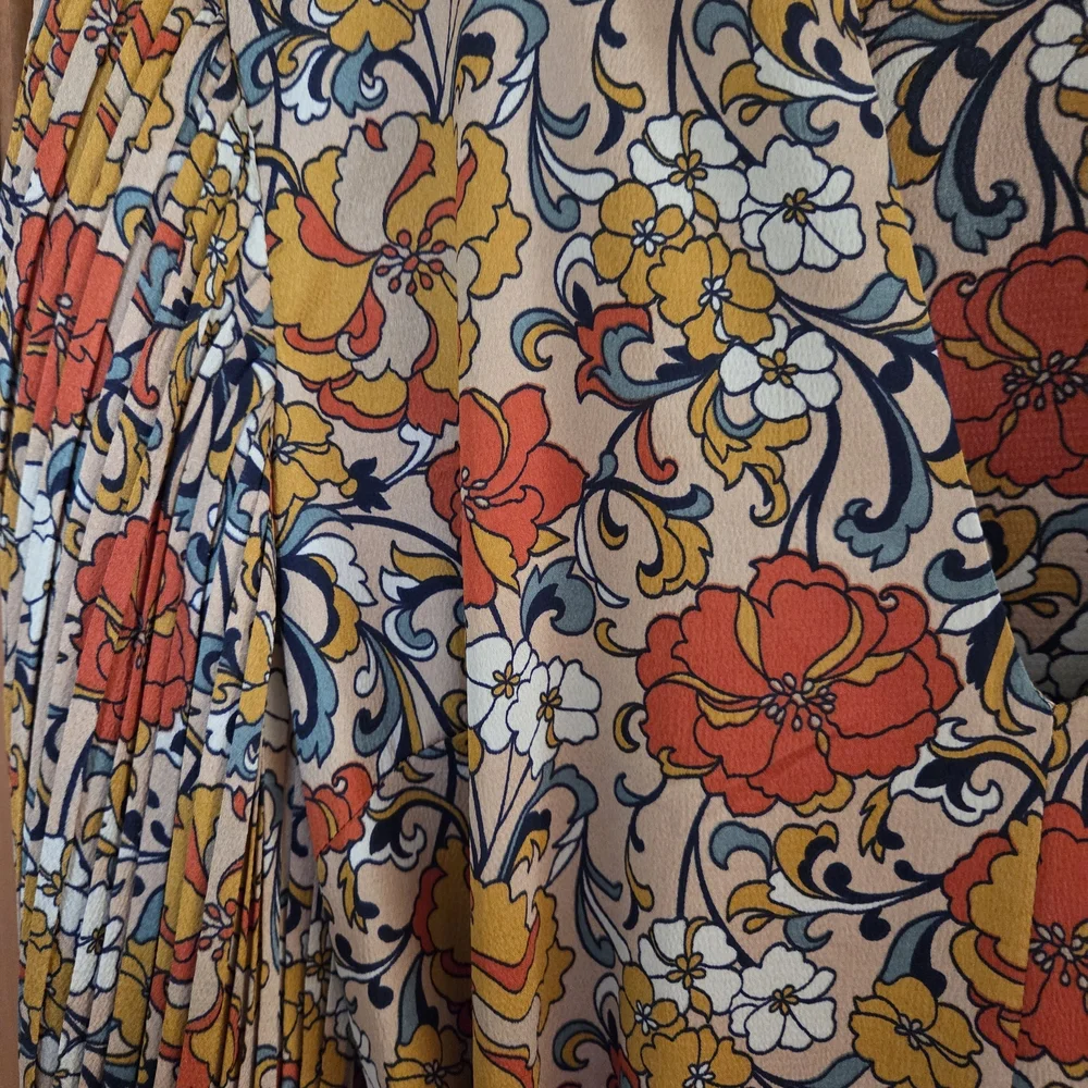 Traffic People Long Sleeve Floral Maxi Dress in Rust, Mustard & Cream - Picture 3 of 10